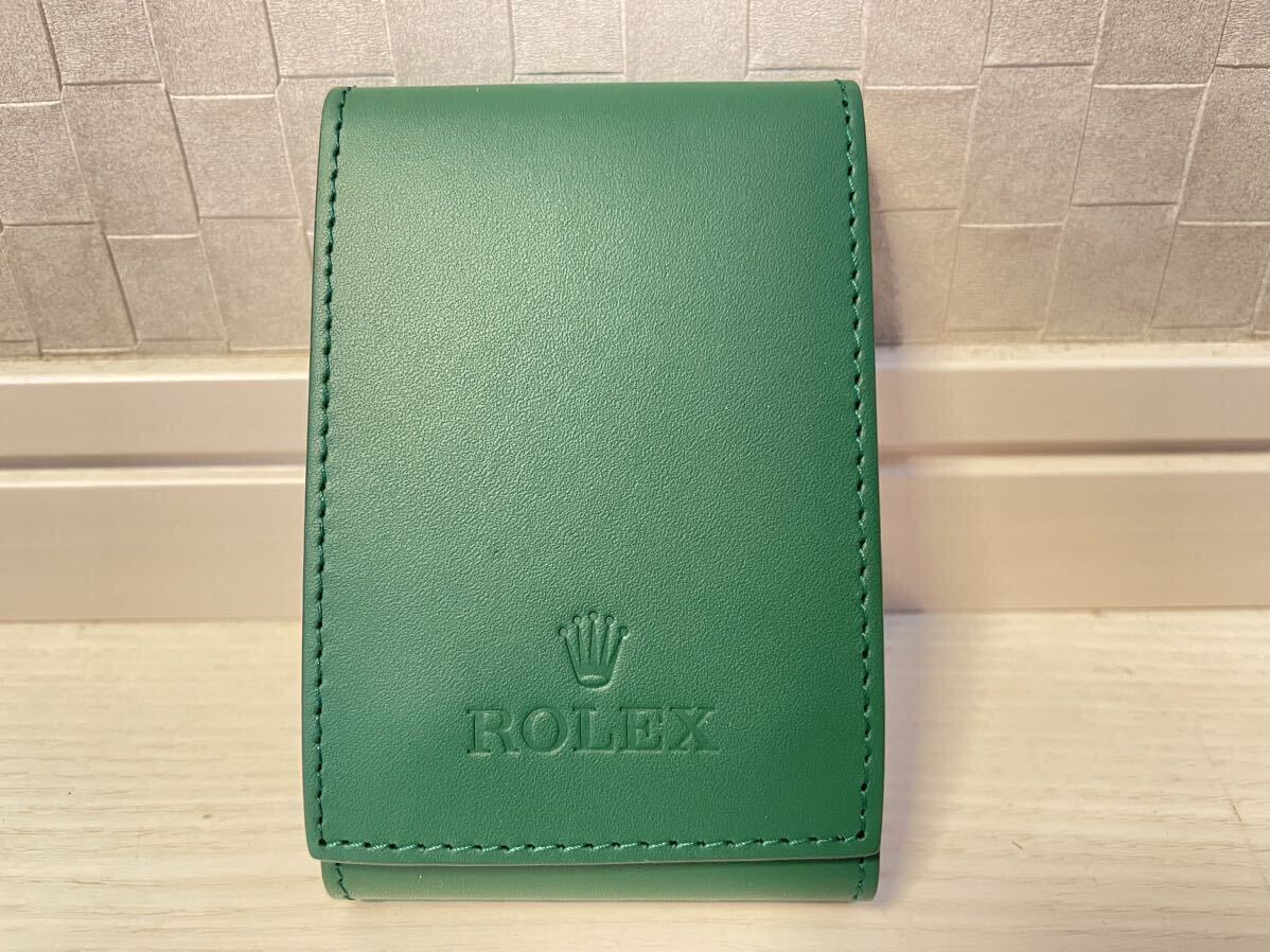 [ не использовался ]ROLEX Rolex кейс для часов путешествие кейс переносной сумка мобильный хранение место хранения часы кейс кожа модель зеленый зеленый 