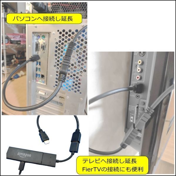 ☆★【送料無料】[2本セット] 2m HDMI延長ケーブル 4K対応 Ver2.0 プレミアムHDMI A(オス/メス) COMON(カモン) 2HDMI-20Ex2★☆_画像5