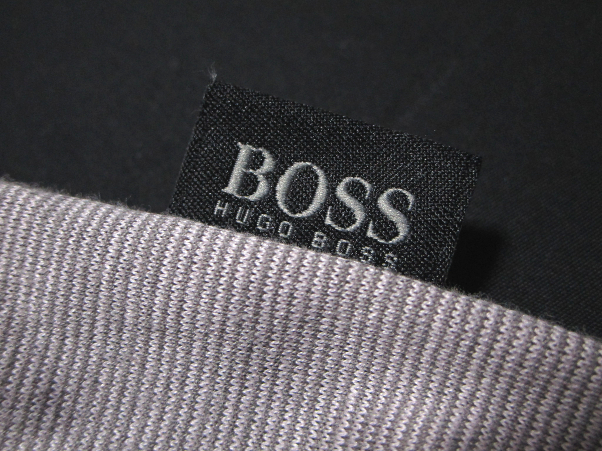 【ヒューゴ・ボス】 マイクロボーダー　半袖ポロシャツ　シルケットコットン　サイズL　グレー系　BOSS HUGO BOSS_画像6