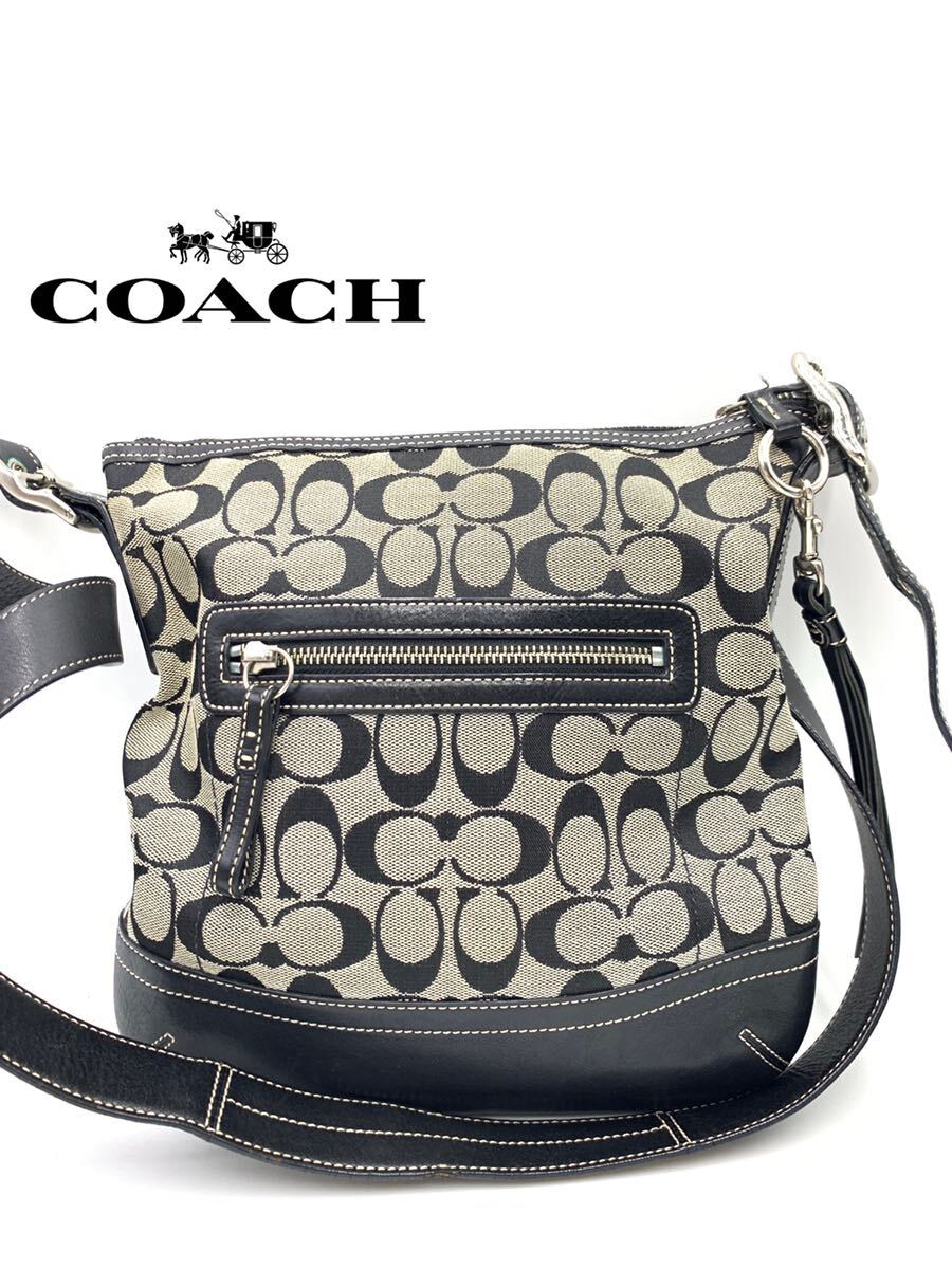  Coach brand black shoulder bag signature men's lady's stylish 