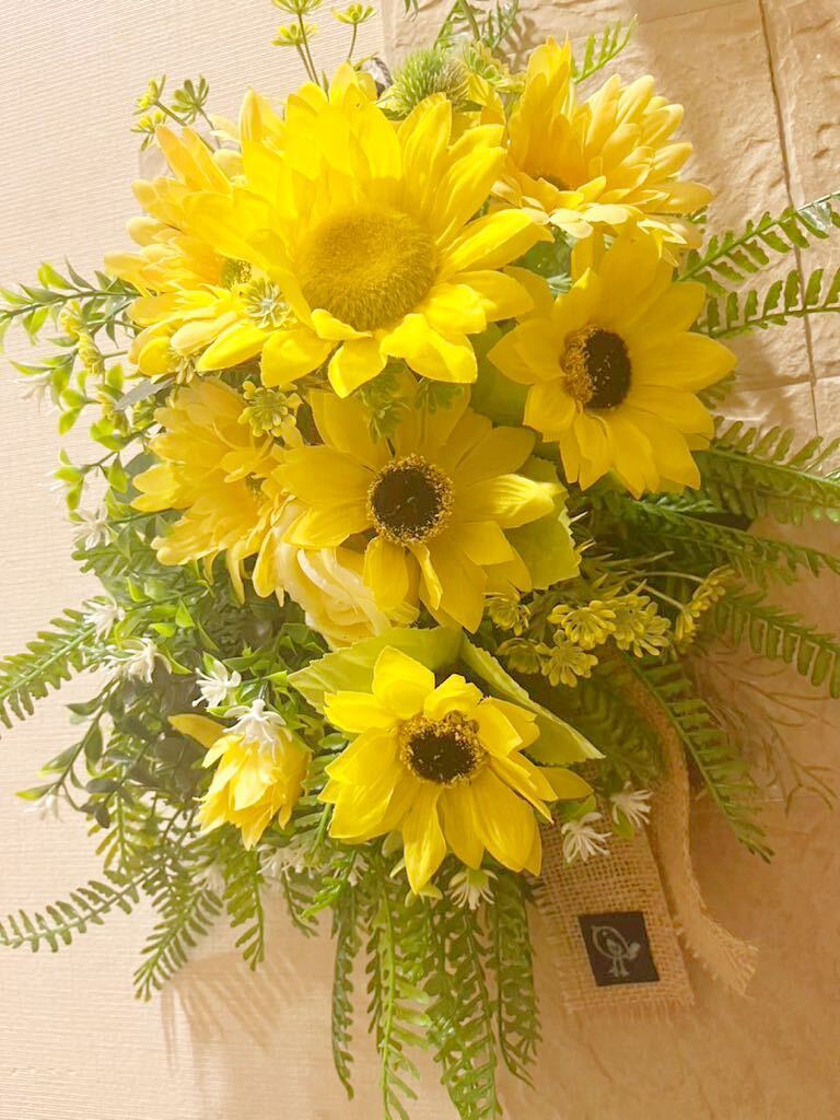  summer! bright Mukou . yellow color arrange! ornament length 45 centimeter . part shop . origin .. arrange art flower flax ribbon go in 