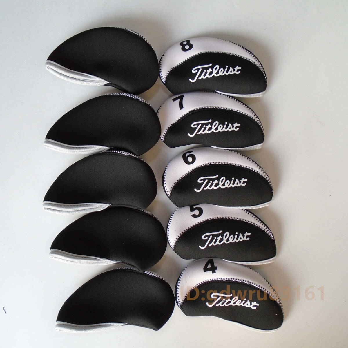 アイアンカバー 着脱らくらく 黒*白 Titleist 10個セット_画像3