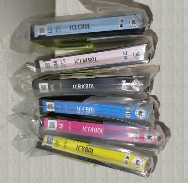 エプソン EPSON 純正インク ICM80L ICY80L ICBK80L ICC80L ICLM80L ICLC80L 計6個 6本（IC6CL80L 6色パックのバラ)_画像1