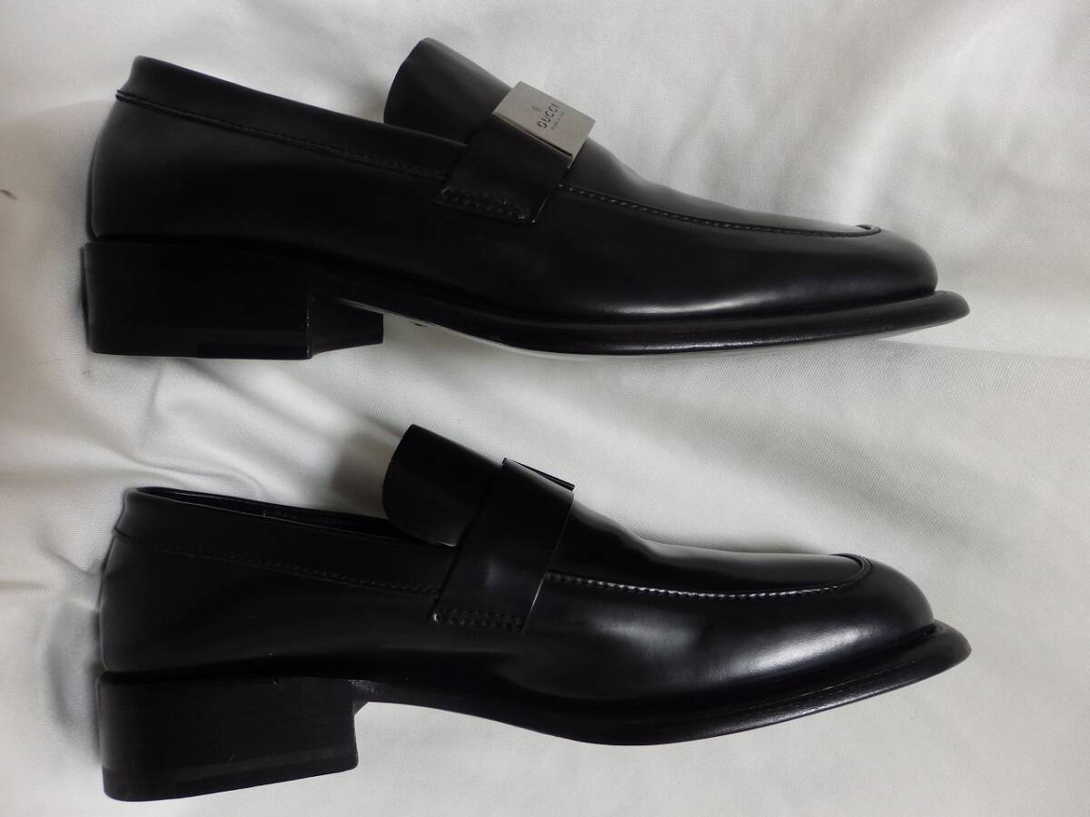 GUCCI Gucci black leather bit Loafer Italy made 41E display 25. corresponding leather sole unused . close used beautiful goods super-discount!