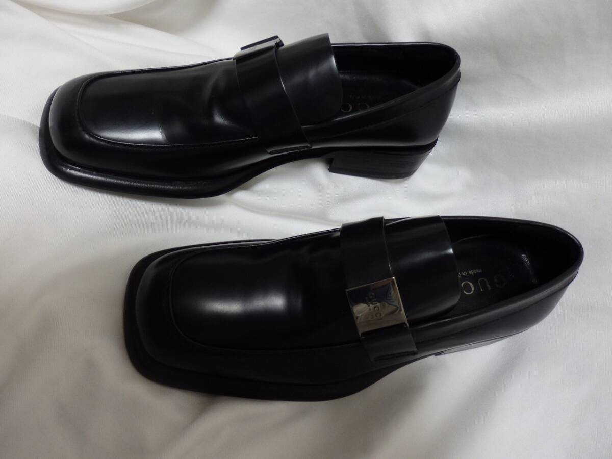 GUCCI Gucci black leather bit Loafer Italy made 41E display 25. corresponding leather sole unused . close used beautiful goods super-discount!