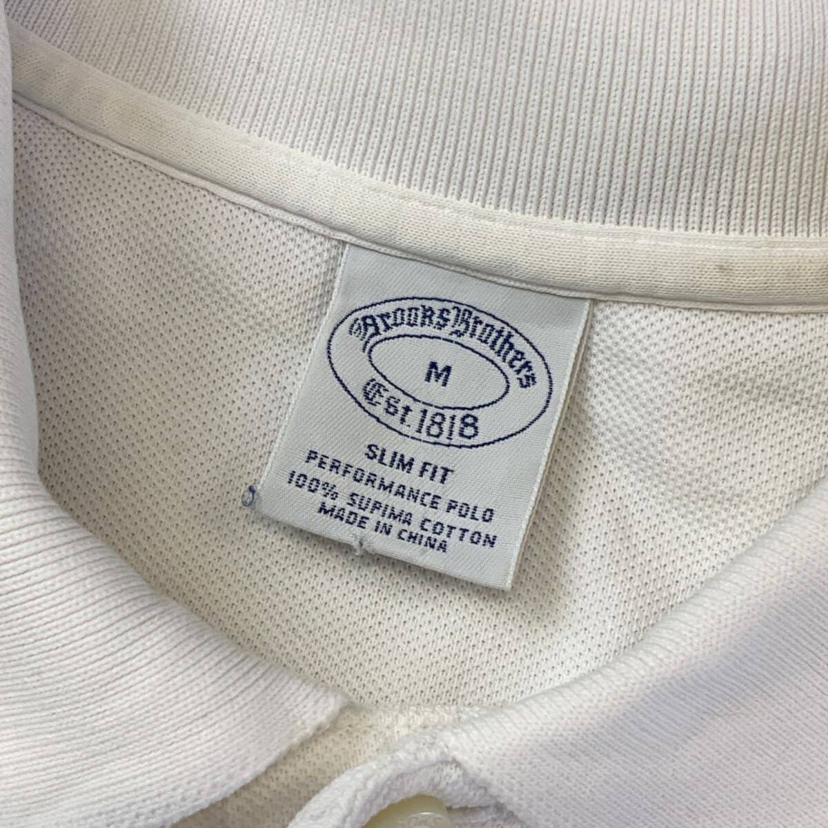 Brooks Brothers ブルックスブラザーズ 鹿子 半袖 ポロシャツ メンズ Mサイズ ホワイト の画像6