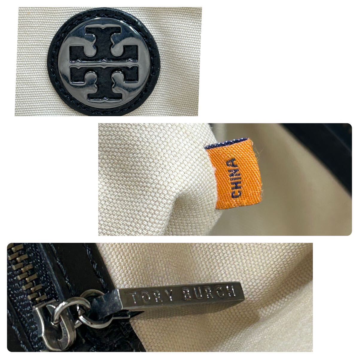 1円〜　TORY BURCH トリーバーチ　トートバッグ ハンドバッグ パテントレザー　モノグラム　ブラック　黒　KL172_画像8