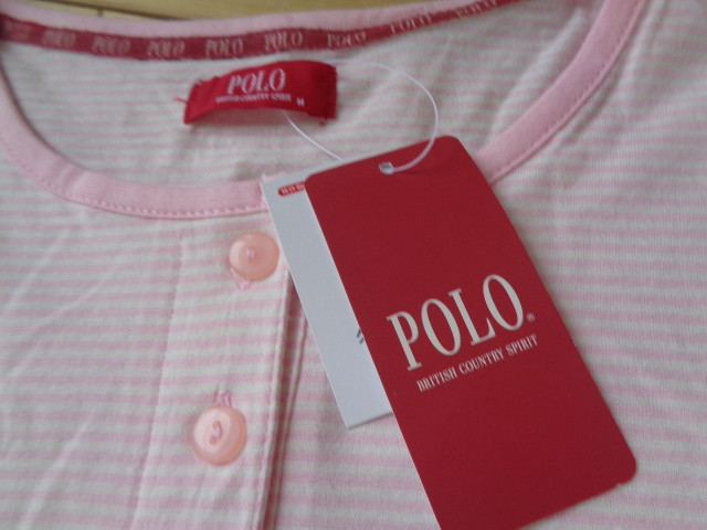 新品 POLO コットン100% レディースパジャマ 3点セット ロゴ刺しゅう ピンク系 M パンツゴム替え穴あり♪ カイタックファミリーの画像2