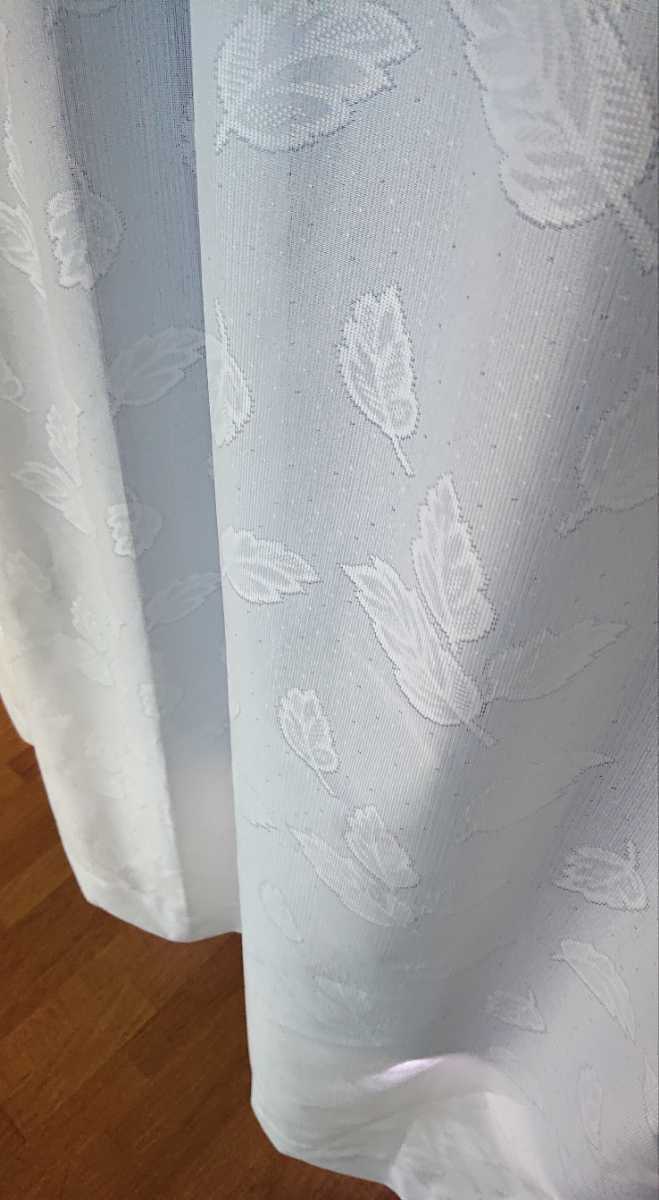 新品 防炎エコミラーレースカーテン １００X１００cm ２枚組 遮熱 断熱 ホワイト 葉 日本製_画像6