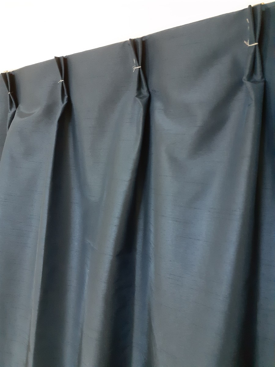 新品 遮光プリントカーテン １００X１７８cm ２枚組 ネイビー系 コーティング素材の画像4