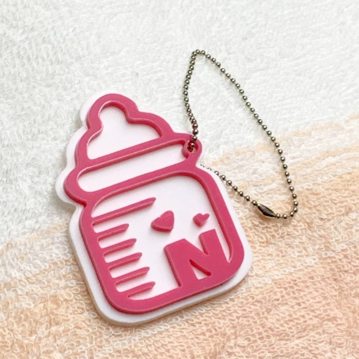  feeding bottle initial key holder ( pink Ver) custom-made goods baby gift goods celebration of a birth gift goods [ free shipping ]