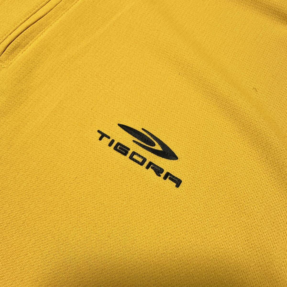 TIGORA ゴルフ ポロシャツ ハーフジップアップ ドライ吸汗速乾 半袖 メッシュ イエロー ブラック ホワイトM_画像3
