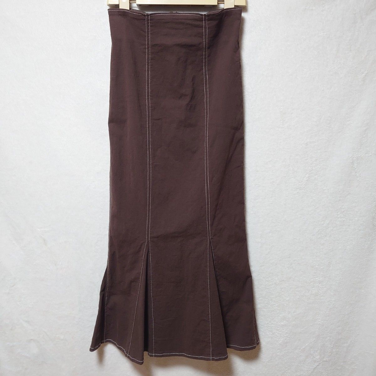 GRL　マーメイド ツイル配色 ステッチスカート　Mサイズ　ブラウン　中古　美品