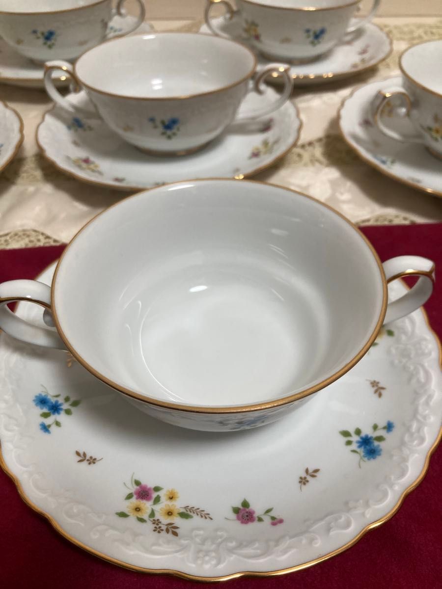 希少 レア】Noritake ノリタケ 散らし花 スープカップ&ソーサー 希少 レア】Noritake ノリタケ 散らし花 スープカップ&ソーサー