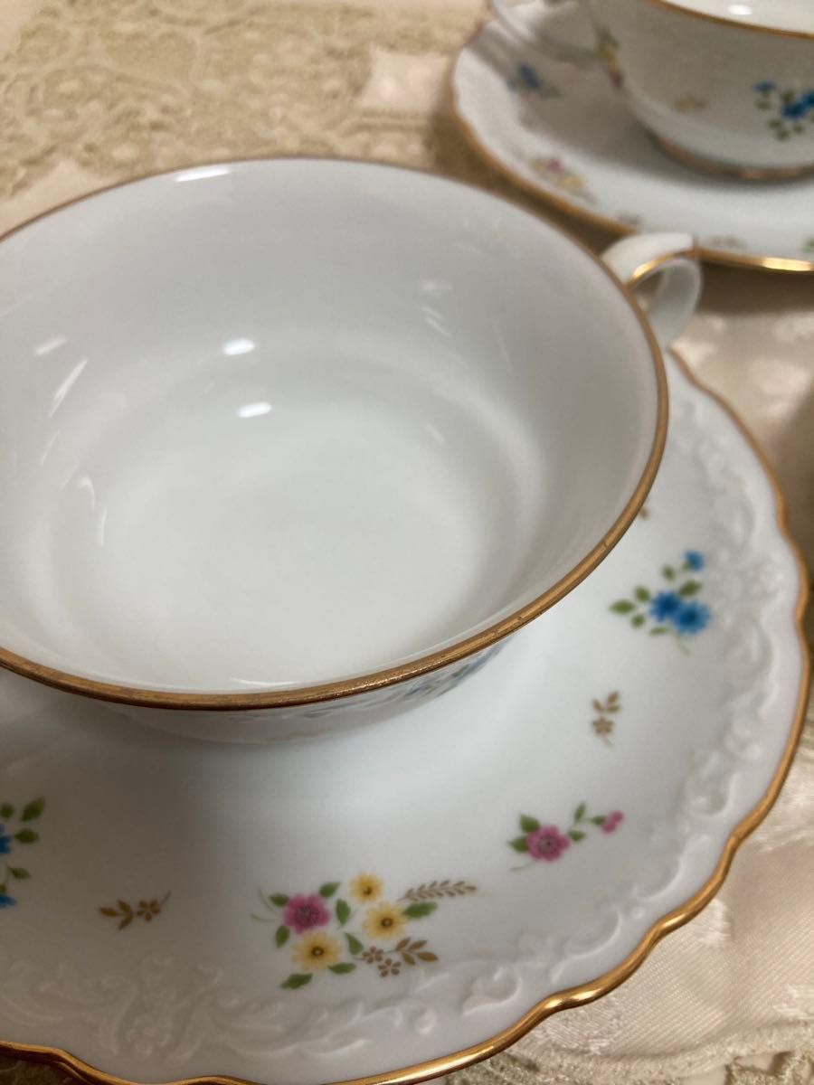 希少 レア】Noritake ノリタケ 散らし花 スープカップ&ソーサー 希少 レア】Noritake ノリタケ 散らし花 スープカップ&ソーサー