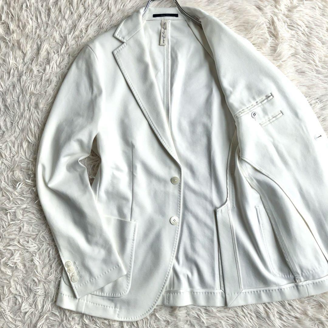  Pao low ni[ unused class stretch rare L]LARDINI Lardini PAOLONI tailored jacket white 48 flexible summer jacket 