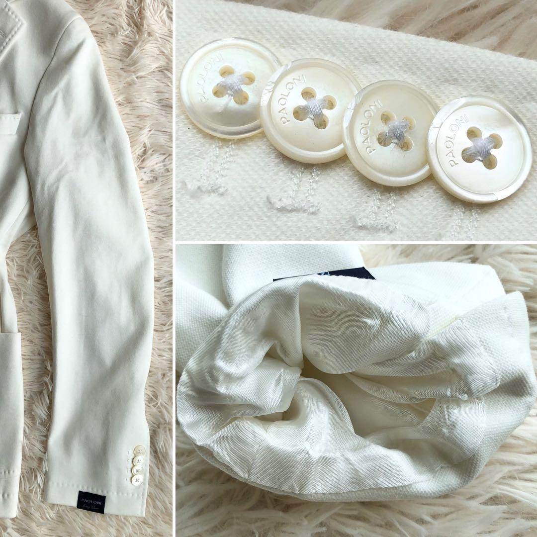  Pao low ni[ unused class stretch rare L]LARDINI Lardini PAOLONI tailored jacket white 48 flexible summer jacket 