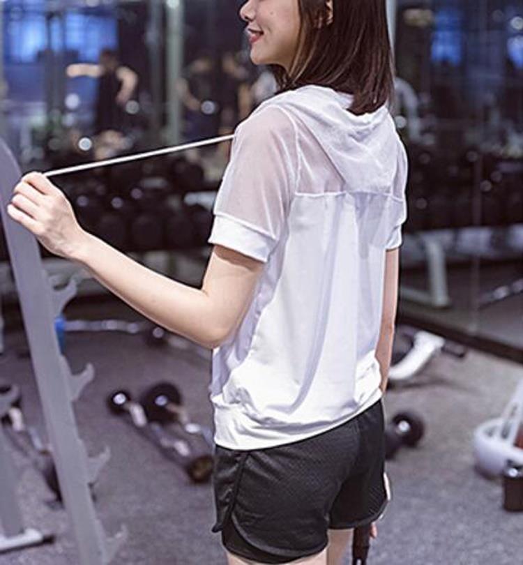 * fitness short sleeves see . see-through Parker / white *M0*:..azu00gym