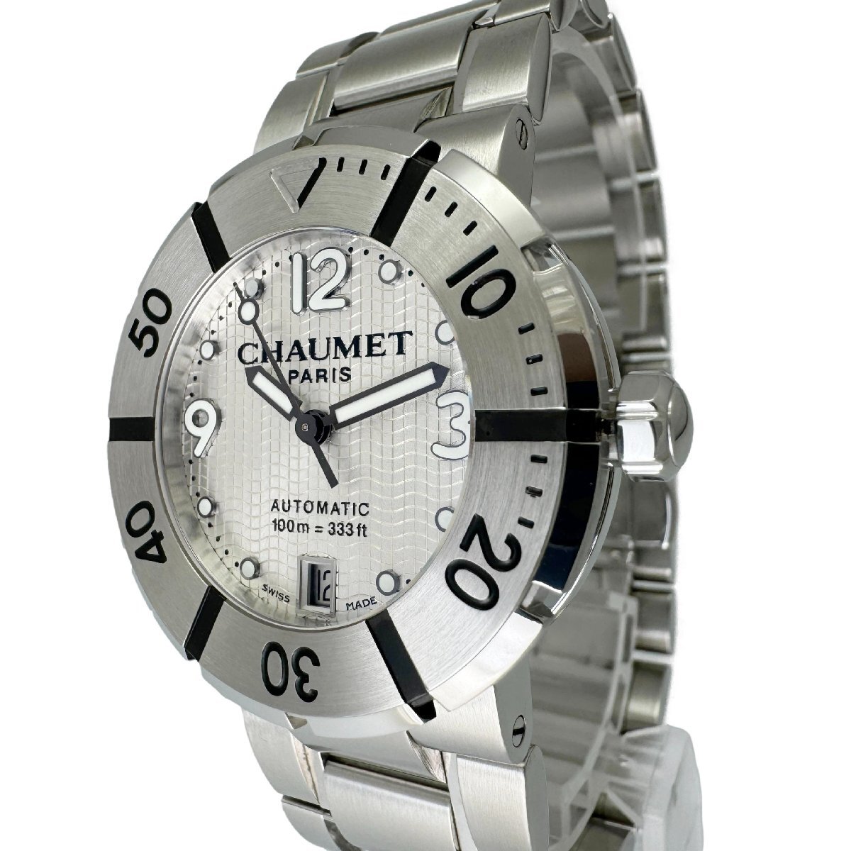 [ Chaumet CHAUMET* Class one ] diver used men's wristwatch self-winding watch silver face *A rank *
