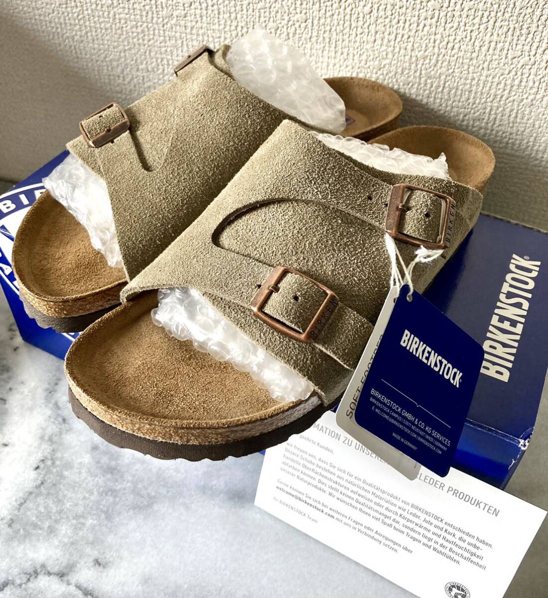 未使用に近い　ビルケンシュトック チューリッヒ ナロー　24.5cm サンダル　ブラウン　スエードBIRKENSTOCK _画像1