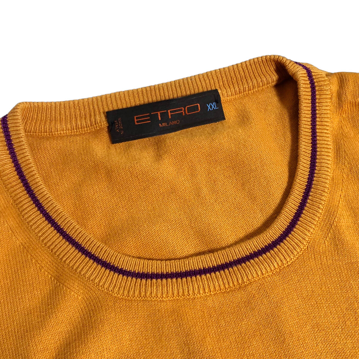 ETRO Etro вязаный свитер длинный рукав вышивка хлопок XXL orange Италия производства мужской A18