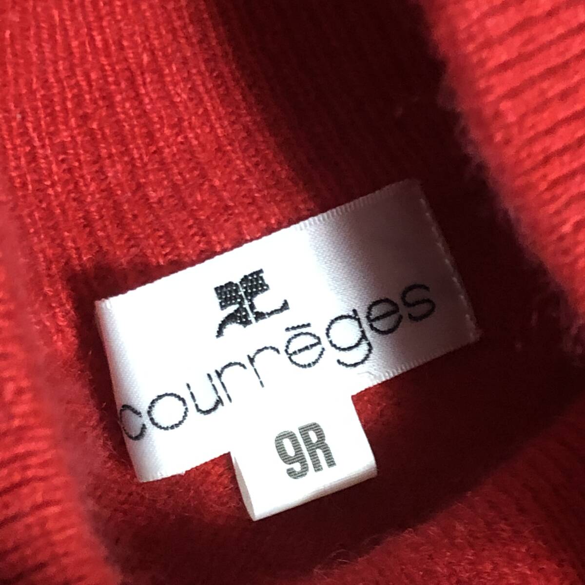courreges クレージュ カシミヤ ニット セーター ハイネック 長袖 9R 赤 レディース A22_画像7