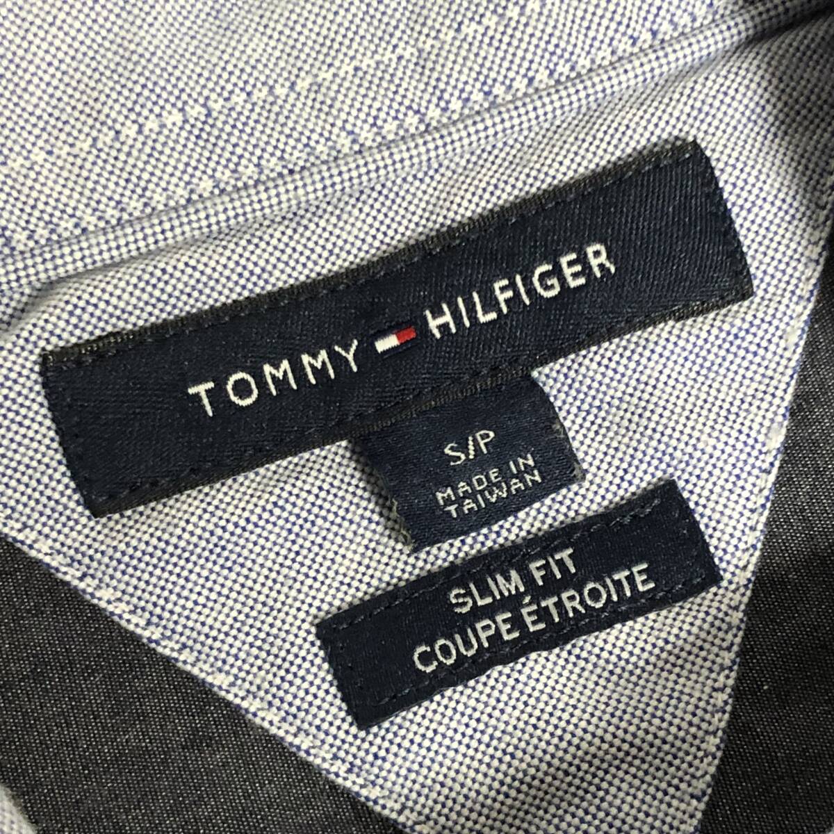 TOMMY HILFIGER トミーヒルフィガー シャツ 半袖 コットン ストレッチ S チャコールグレー SLIM FIT メンズ A26_画像6