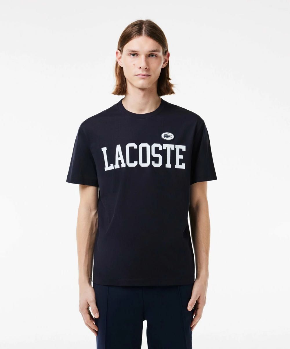 新品Lacoste カレッジプリントTシャツ半袖 M サイズ新品タグアリ