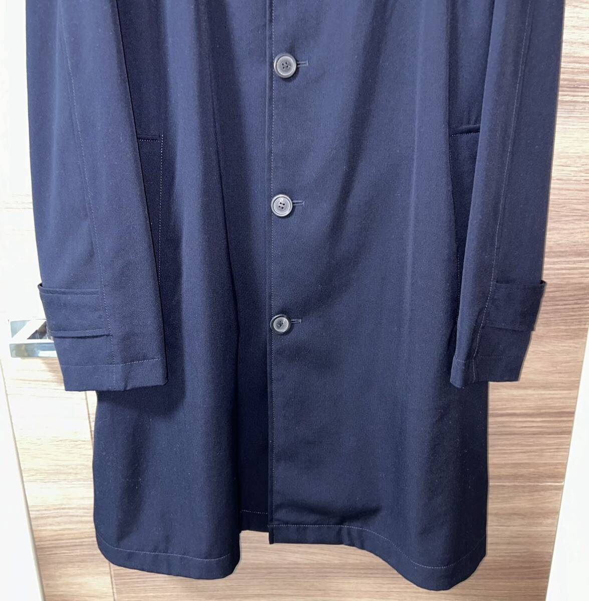 極美品 LANVIN ON BLUE ウール ステンカラーコート ブラック 48 極美品 LANVIN ON BLUE ウール ステンカラーコート ブラック 48