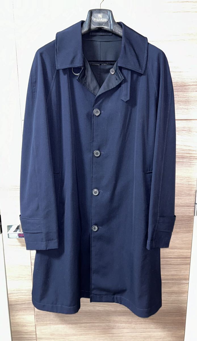 極美品 LANVIN ON BLUE ウール ステンカラーコート ブラック 48 極美品 LANVIN ON BLUE ウール ステンカラーコート ブラック 48