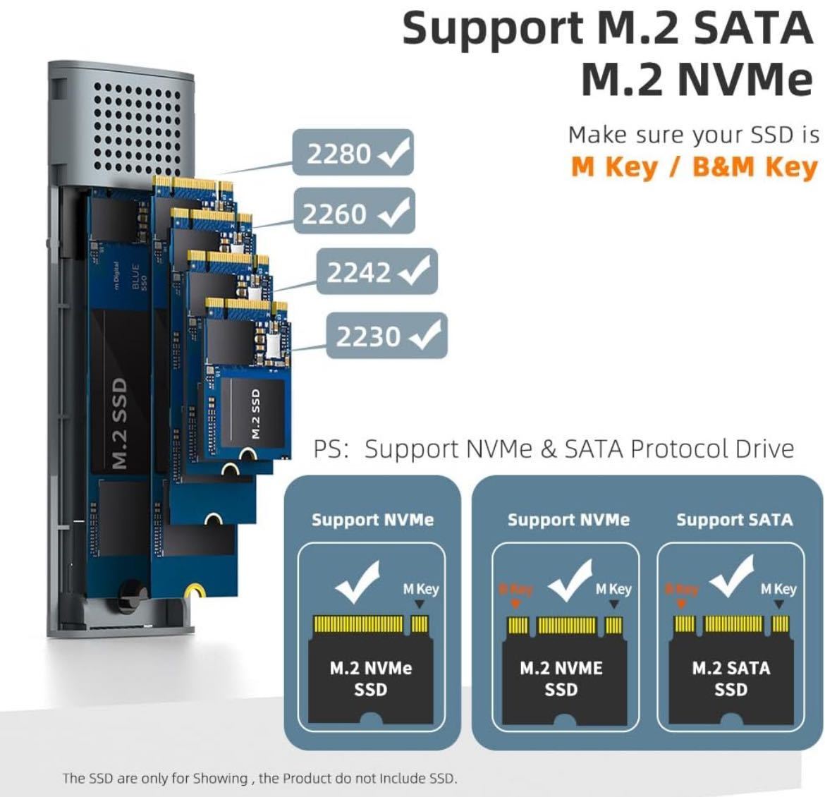 maiwo M.2 SSD ケース 工具が不要 USB-C NVME ケース外付けケース SATA の画像2