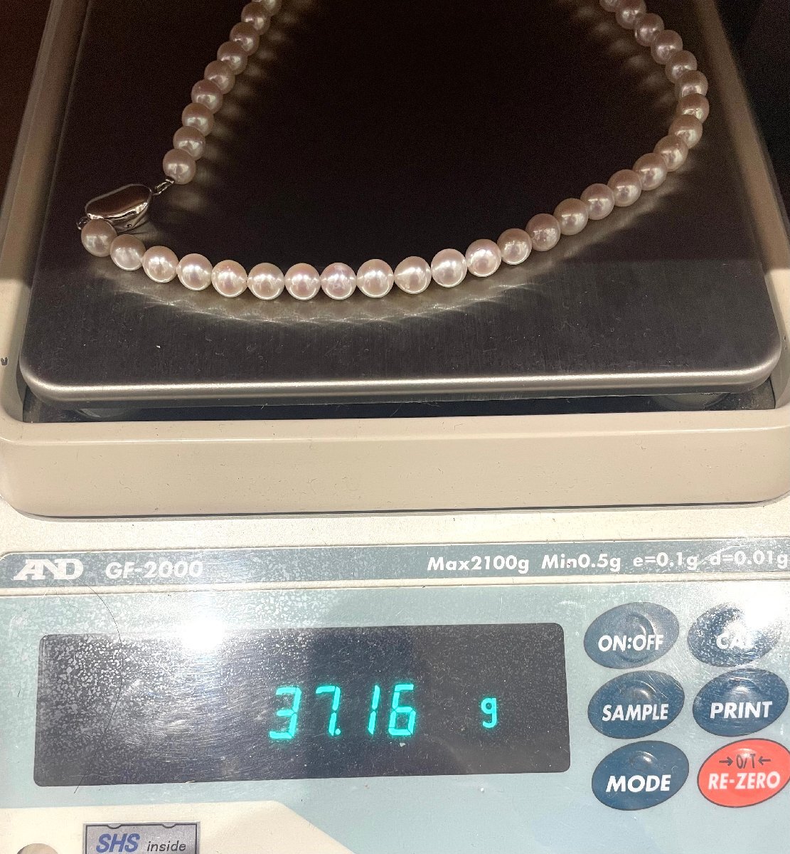 パール 真珠 本真珠 ネックレス トップSILVER シルバー レディース アクセサリー ケース 鑑別書付き 総重量37.1g 長さ約43㎝_画像8