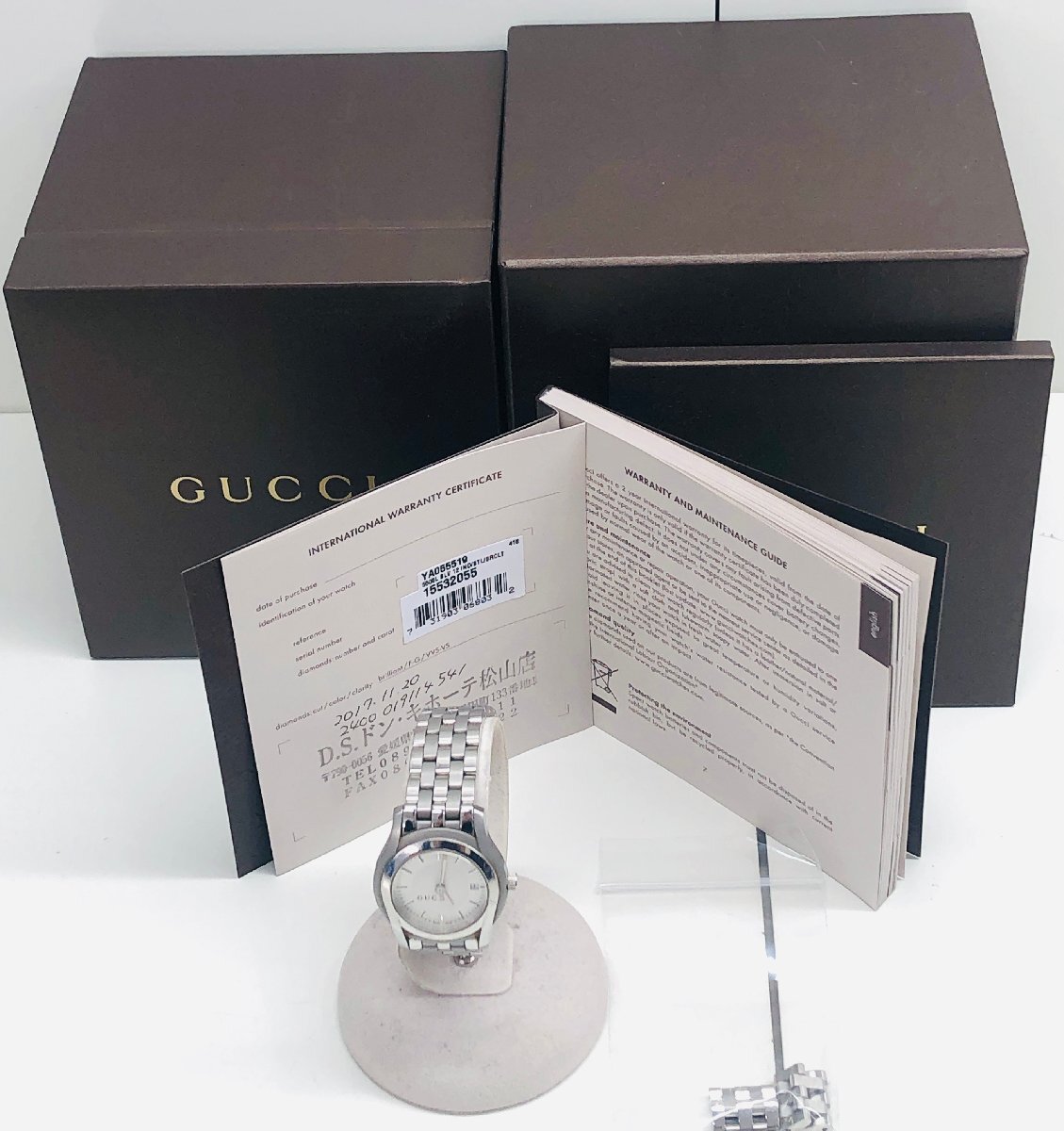 【稼働品】 GUCCI グッチ 5500L 腕時計 シルバー文字盤 デイト レディース クォーツ 余りコマ 箱/保証書 の画像10