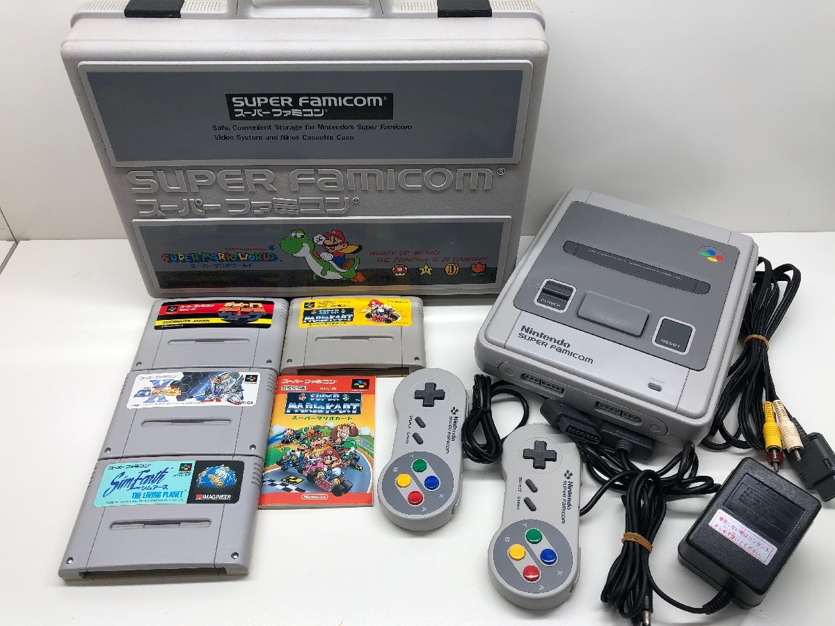 任天堂 スーパーファミコン スーファミ ソフト4本 スーパーマリオワールド ケース 収納ケース 中古 当時物 レトロゲーム_画像1