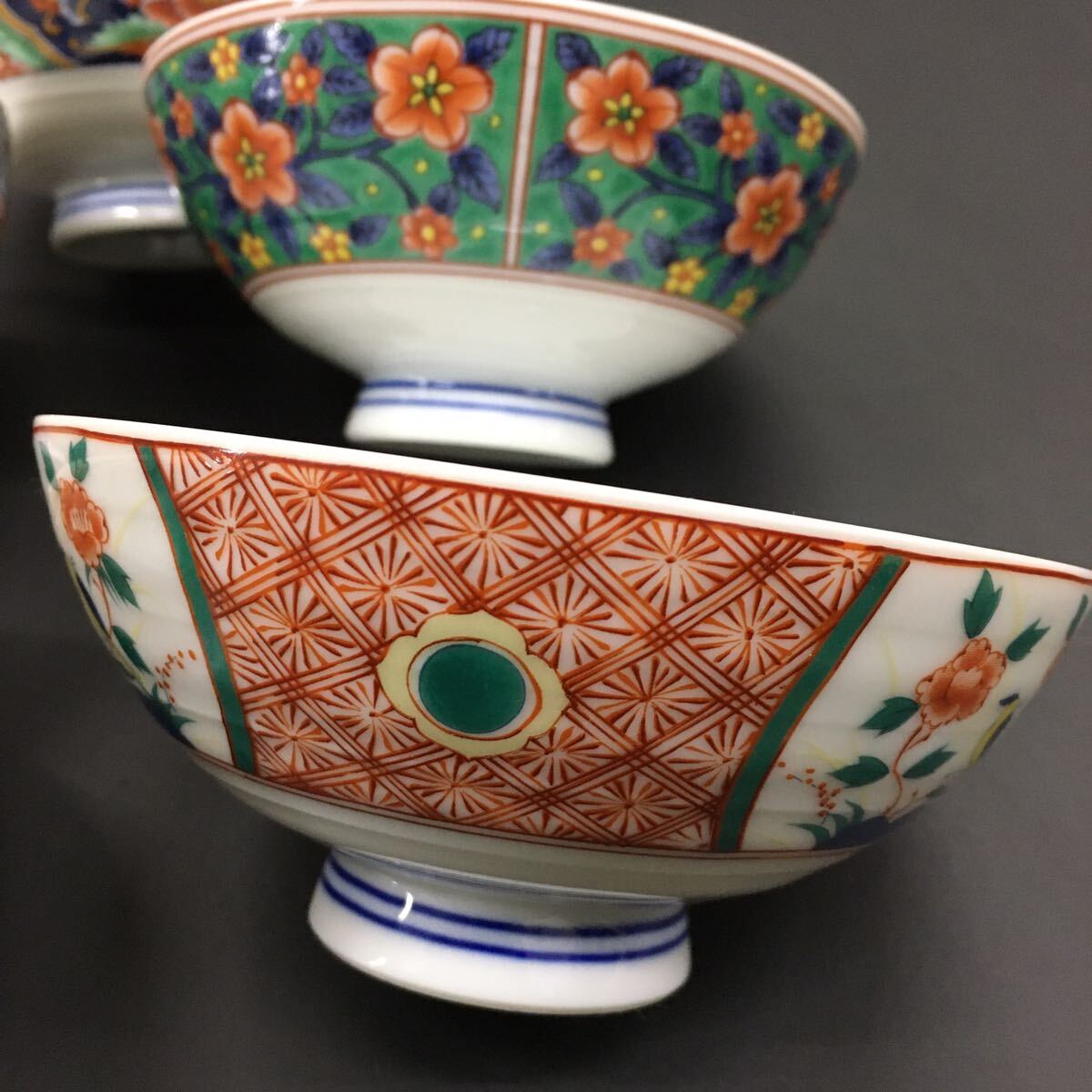 有田焼 喜峰窯 絵変わり ご飯茶碗 5客セット 未使用品 陶器 和食器