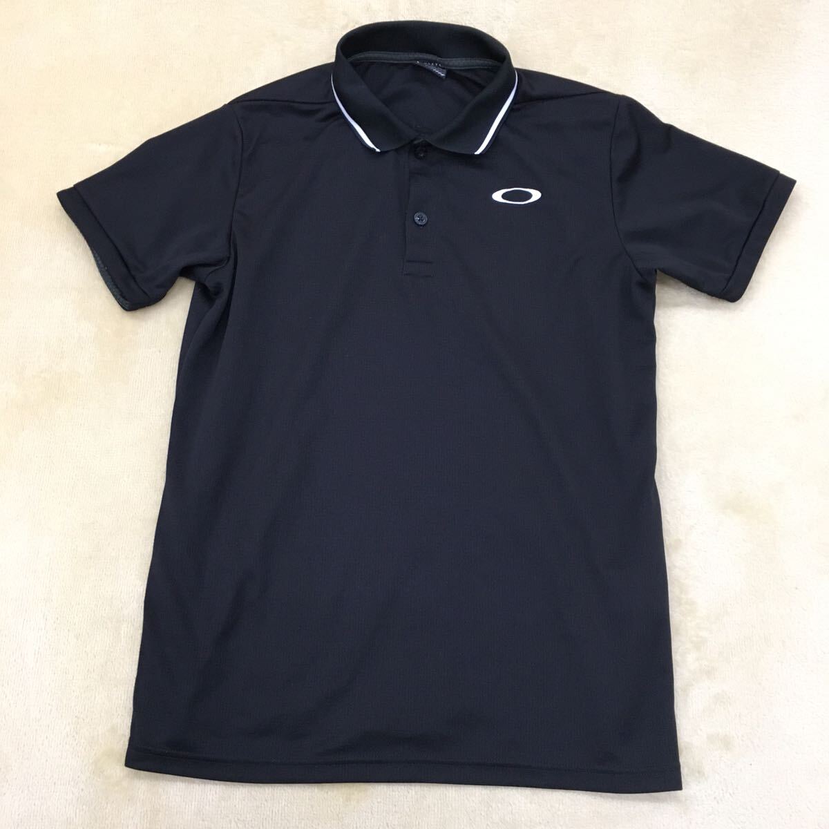 OAKLEY オークリー ゴルフウェア スポーツウェア 半袖ポロシャツ 刺繍ロゴ メンズ サイズL ブラック