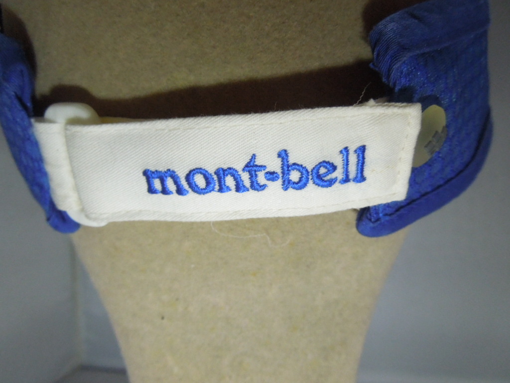 mont-bell モンベル　サンバイザー　ロゴ刺繍　バイカラー　白ｘ青　ハニカム　ベルクロ_画像4