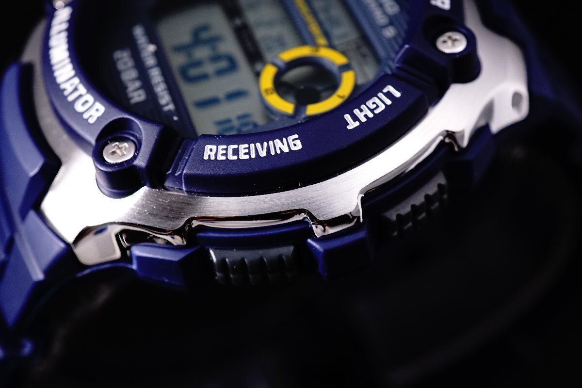 1 иен ~1 старт новый товар не использовался реимпорт model CASIO Casio электро-магнитные часы 200m водонепроницаемый [ погрешность 10 десять тысяч год .1 секунд ]NV темно-синий 20 атмосферное давление супер высокая эффективность high-spec наручные часы 