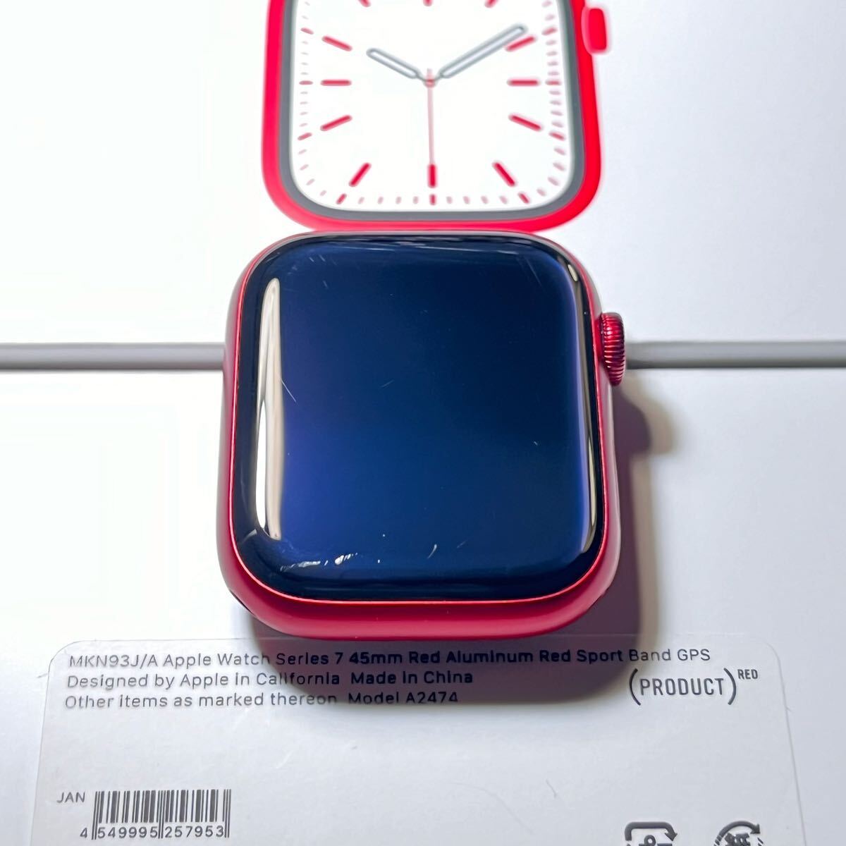 Apple Watch Series7 GPS モデル 45mm プロダクトレッド アルミニウム 本体 MKN93J/A スポーツバンド USB-C 高速充電ケーブル_画像7