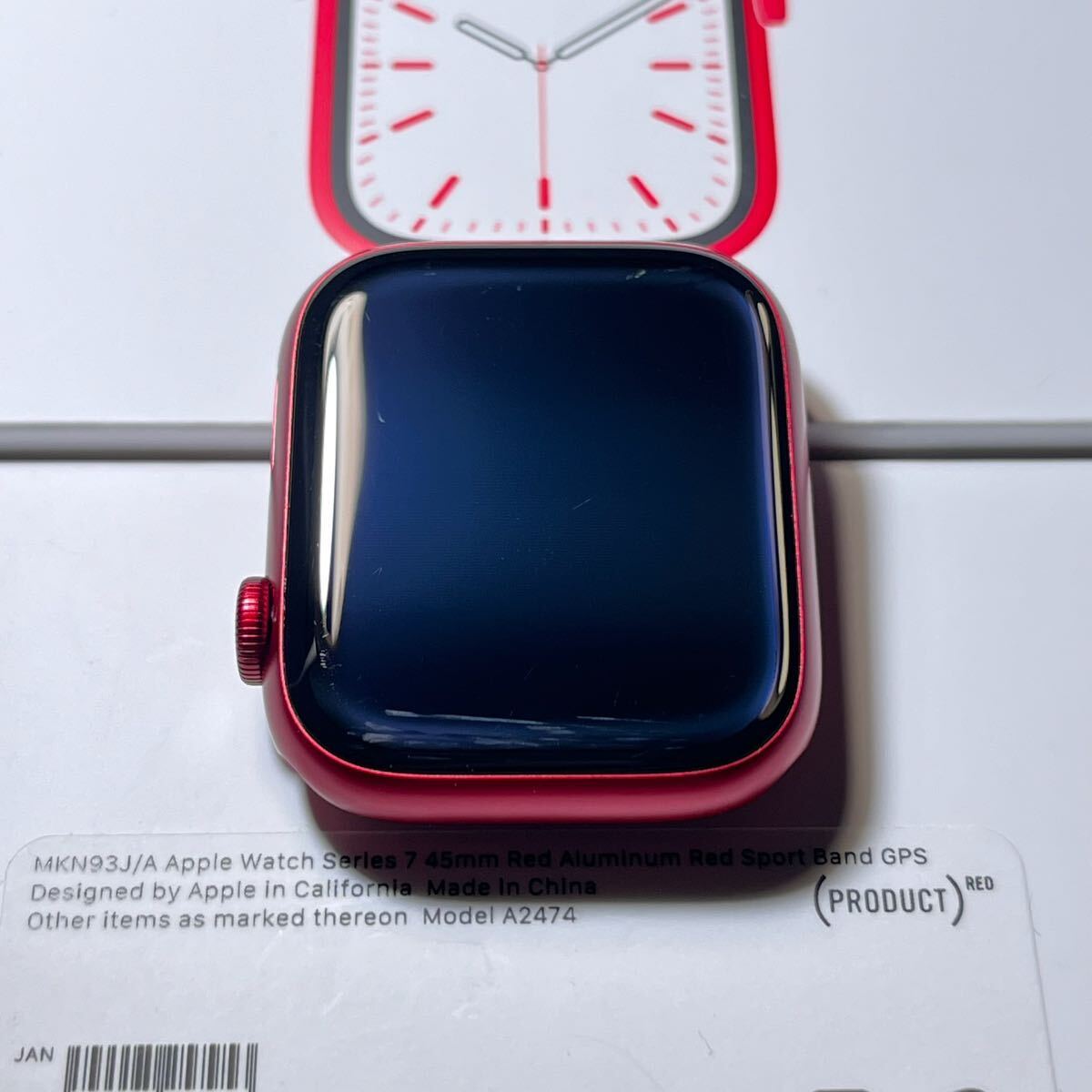 Apple Watch Series7 GPS モデル 45mm プロダクトレッド アルミニウム 本体 MKN93J/A スポーツバンド USB-C 高速充電ケーブル_画像8