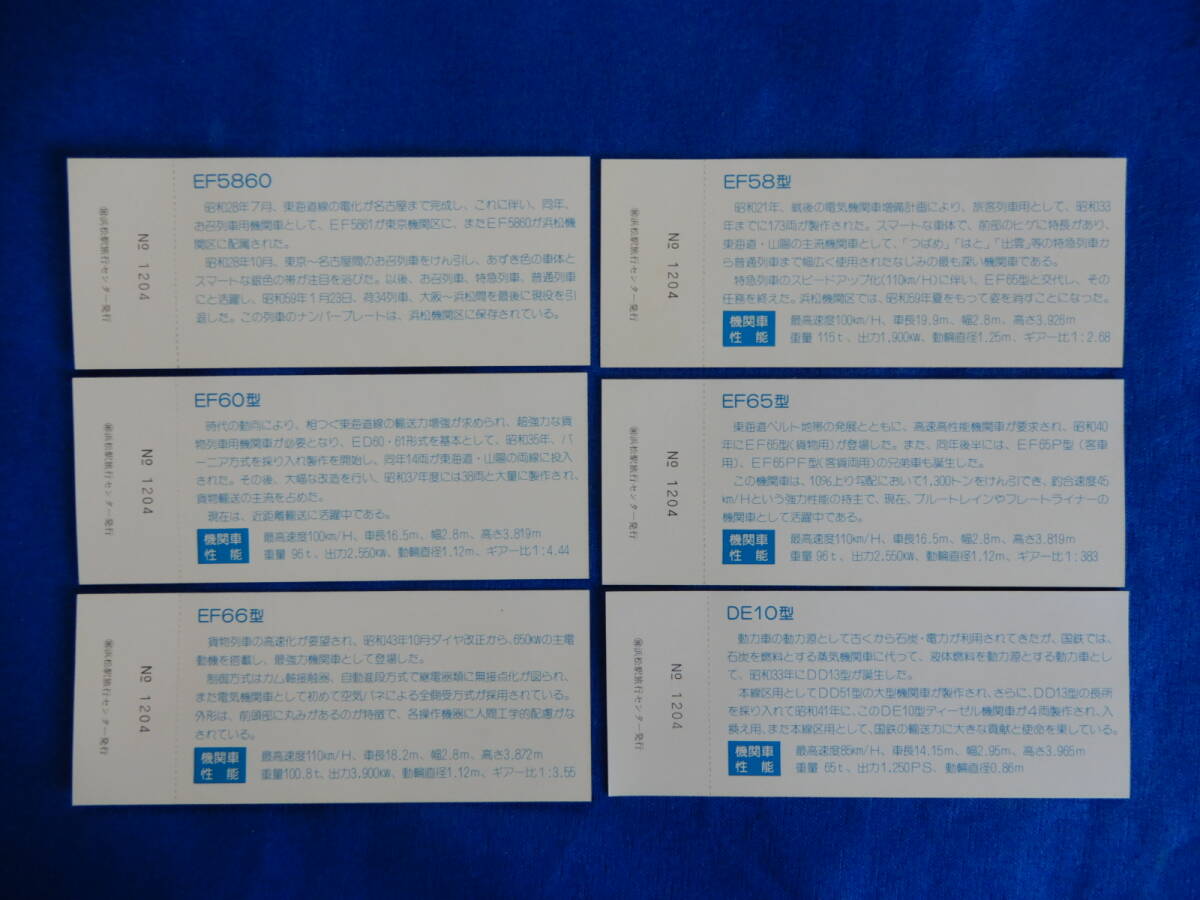 EF　58　60　浜松機関区さよなら５８記念入場券　1984・8　静岡鉄道管理局EF58_画像3