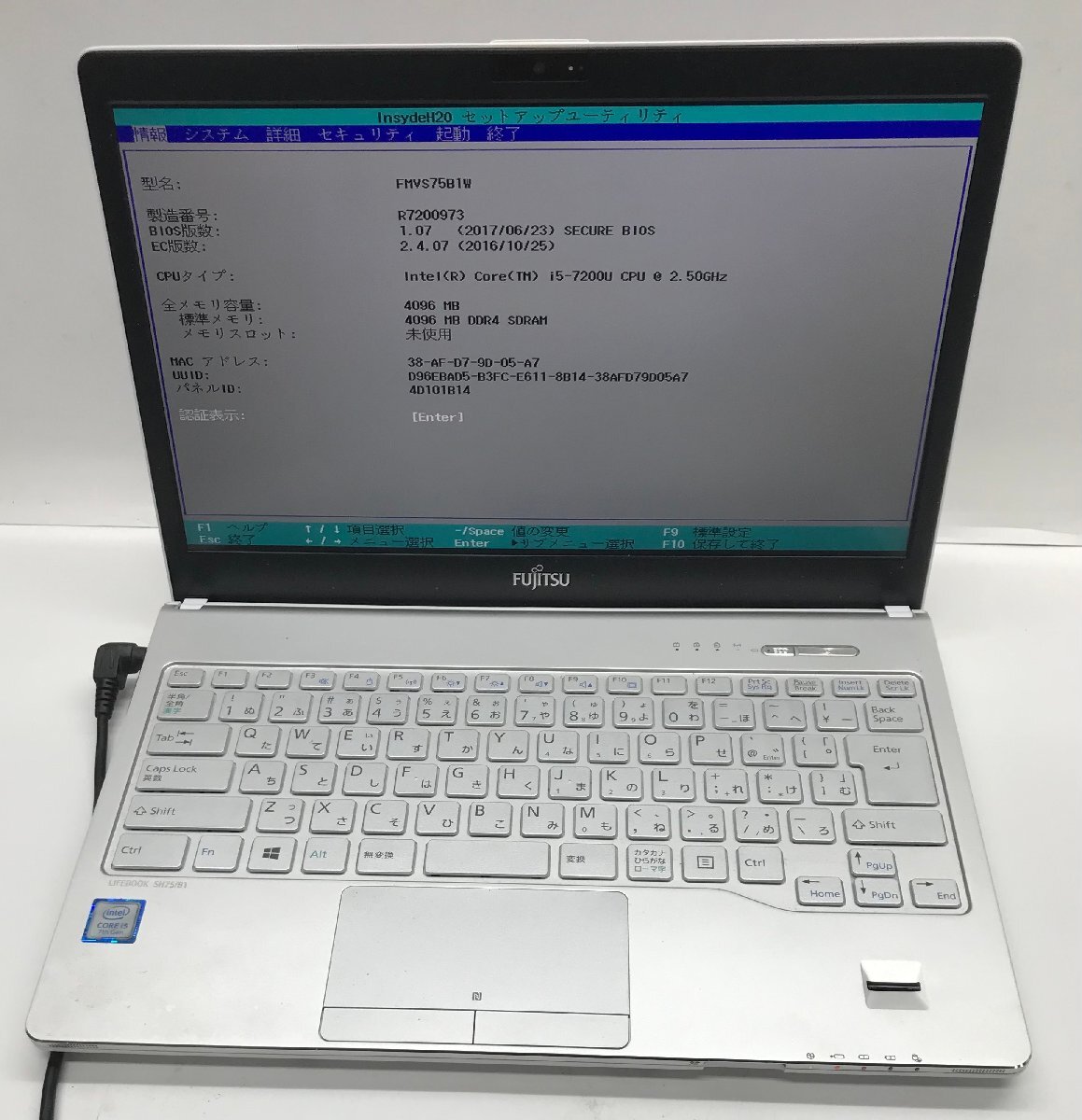 NT: 富士通　SH75/Ｂ1　Corei5-7200U 2.5GHz/メモリ：4GB/HDD:500GB/無線/ノートパソコン_画像1