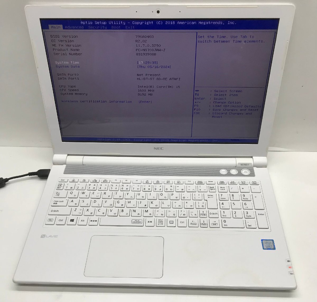 NT: NEC　NS700/J Corei5-8250U 1.6GHz /メモリ：8GB/ HDD：無/ 無線/ブルーレイ/ノートパソコン_画像1