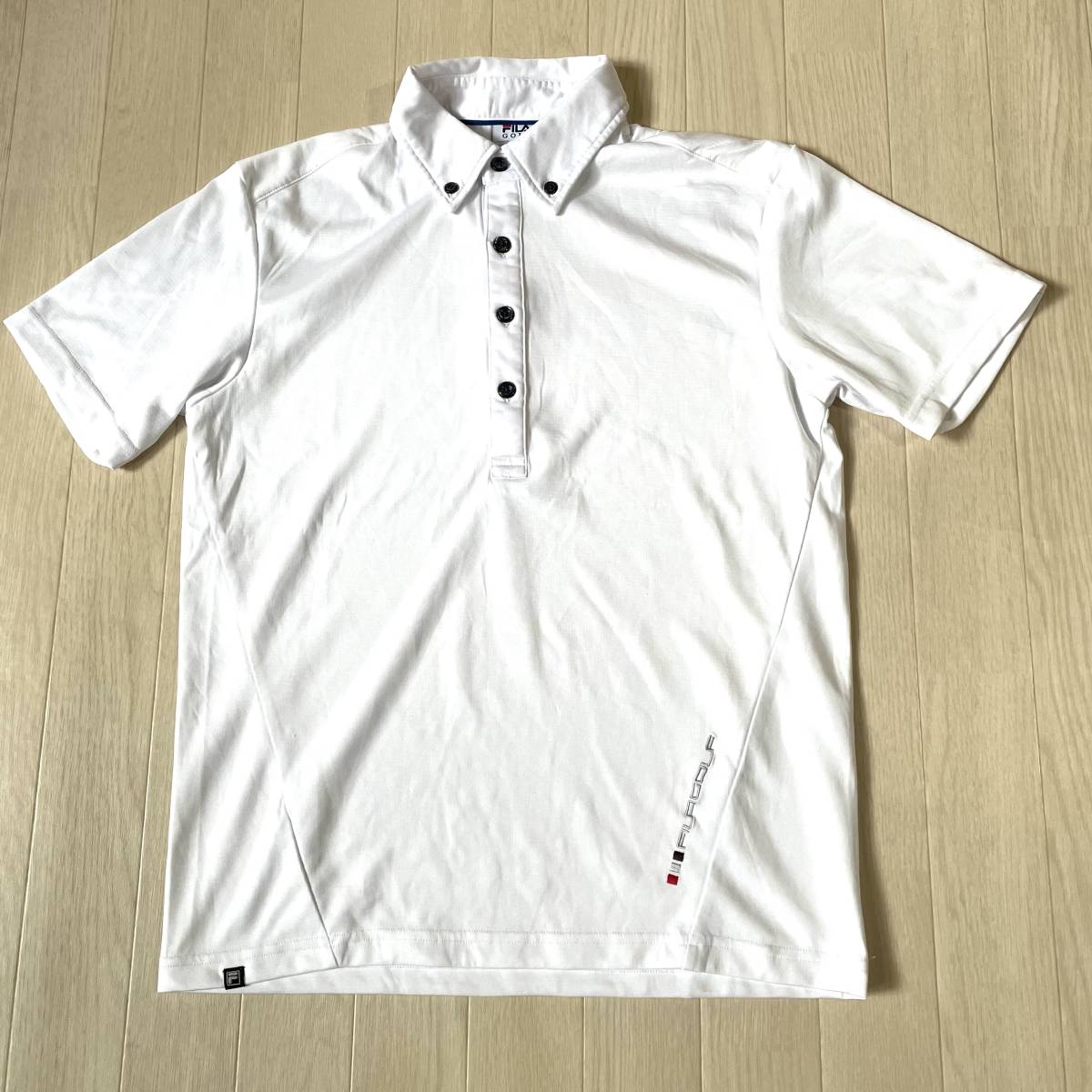 新品　FILA GOLF フィラゴルフ　ポロシャツ　サイズM　ホワイト　ゴルフ ボタンダウン レジャー キャンプ アウトドア_画像1