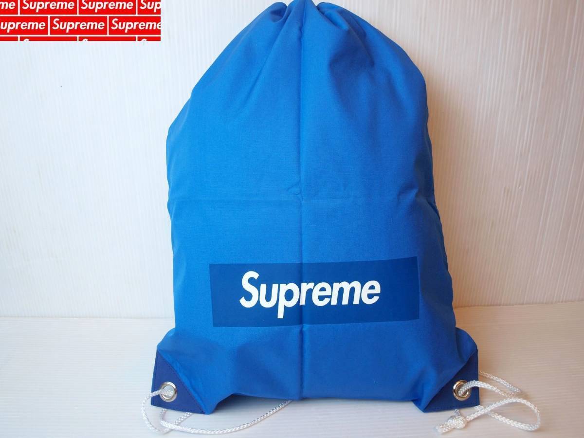 Supreme シュプリーム Drawstring Bag Blue ドローストリング バッグ 巾着袋 ブルー Box logo ボックスロゴ 新品未使用品 レア！_画像1