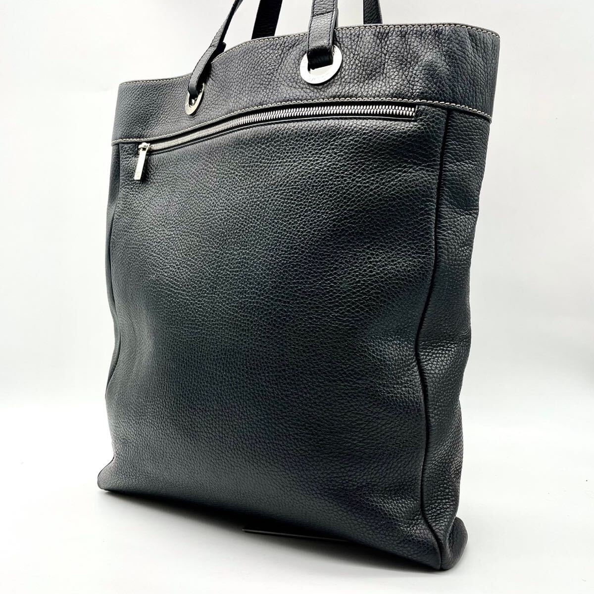  превосходный товар Loewe LOEWE мужской бизнес большая сумка все кожа серебряный металлические принадлежности Logo дыра грамм черный чёрный A4 место хранения работа портфель сумка 