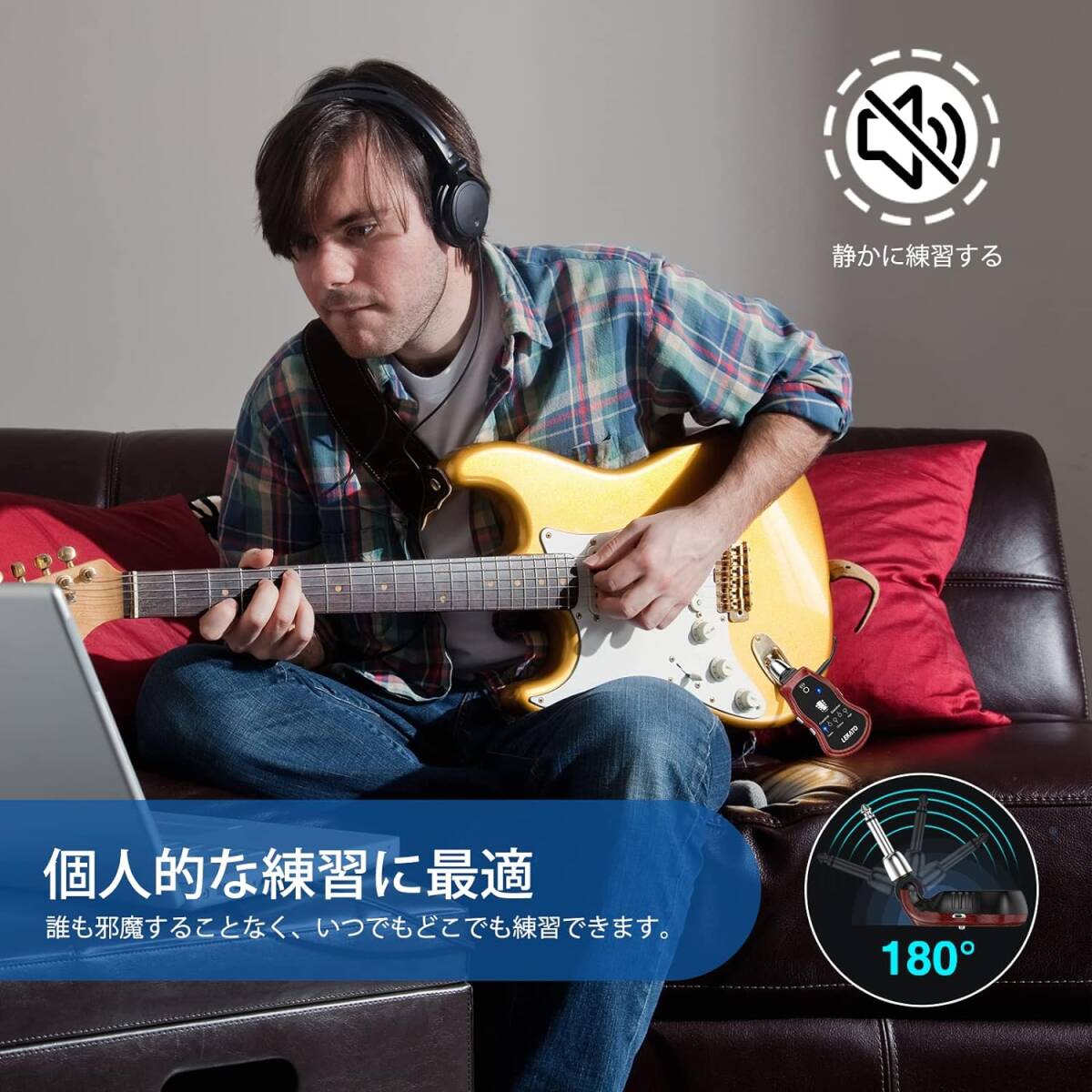 ギターヘッドフォンアンプ LEKATO ミニギターアンプ 充電式 ポケットギターアンプ Bluetooth 受信機付き クリーンコ_画像6