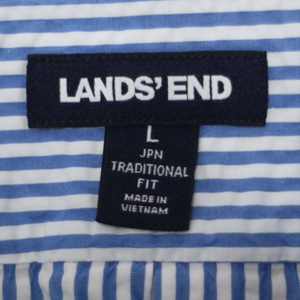 LANDS' END ランズエンド 春夏 半袖 ボタンダウン ストライプ シャツ Sz.L　メンズ　E4T00843_4#A_画像5