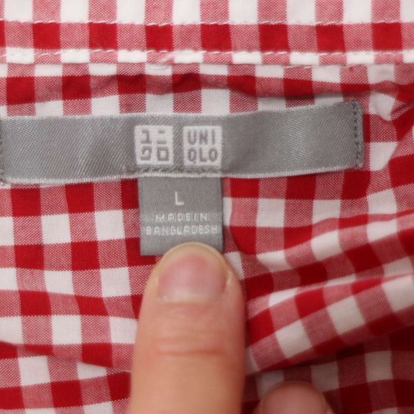 【新品 未使用】 UNIQLO ユニクロ 通年 長袖 エクストラファイン コットンブロード ギンガムチェック★ シャツ Sz.L　メンズ　E4T00881_4#C_画像5