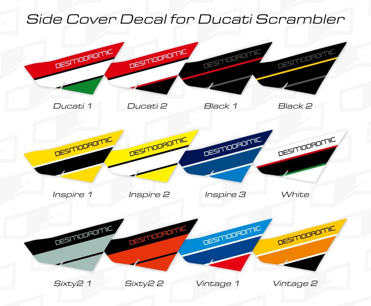 【ウラガミワークス】サイドカバーデカール Ducati Scrambler Icon Sixty2 Caferacer ドゥカティ スクランブラー ステッカー URAGAMI WORKS_画像2